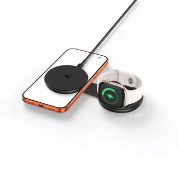 TECH-PROTECT A55 2-in-1 magnētiskais MagSafe bezvadu lādētājs 25W Qi2.2 melns
