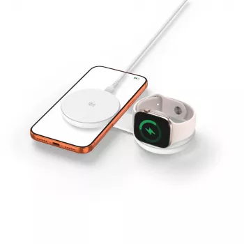TECH-PROTECT A55 2-in-1 magnētiskais MagSafe bezvadu lādētājs 25W Qi2.2 balts