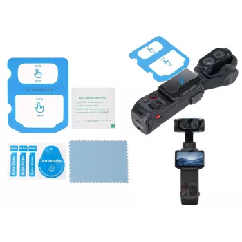 SUNNYLIFE 9H rūdīta stikla ekrāna un objektīva aizsargplēvju komplekts Insta360 Luna Ultra ar AR pārklājumu, 2.5D malām un montāžas piederumiem