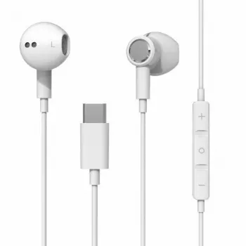 Beline USB-C austiņas ar mikrofonu un vadības pogām, baltas