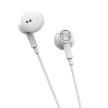 Beline USB-C austiņas ar mikrofonu un vadības pogām, baltas