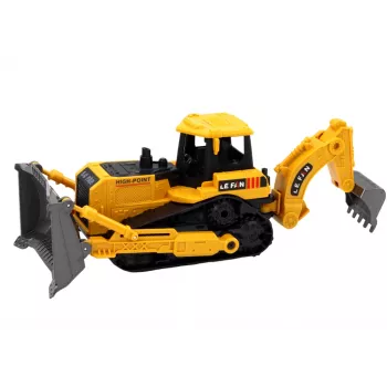LEAN TOYS Crawler Excavator Construction Vehicle ar 2 kausiem, dzeltena