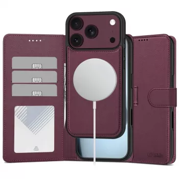 TECH-PROTECT MagSafe maks iPhone 17 Pro Max / 18 Pro Max – Mulberry, RFID bloķēšana, ietilpst 3 kartes