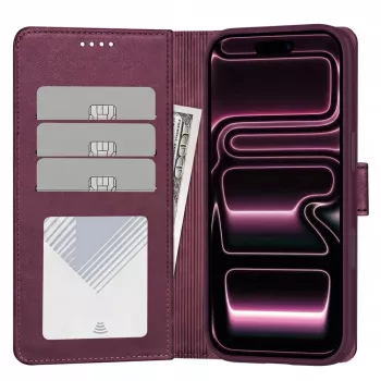 TECH-PROTECT MagSafe maks iPhone 17 Pro Max / 18 Pro Max – Mulberry, RFID bloķēšana, ietilpst 3 kartes