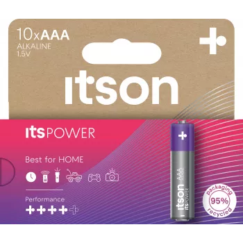 ITSON LR03IPO/10HH AAA sārma baterijas 10 gab. iepakojums | 1,5 V LR03 MN2400 ilgmūžīgas, pretizplūdes, bez dzīvsudraba