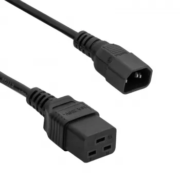 Akyga AK-UP-02 servera strāvas pagarinātājkabelis IEC C14 – IEC C19, 3 x 1 mm², 1,8 m, melns
