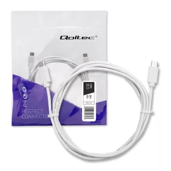 Qoltec USB 2.0 Type-C vīriešu–vīriešu kabelis 2m balts