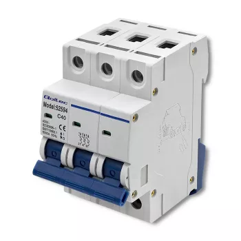 Qoltec 40A 3 polu C līknes automātiskais slēdzis MCB 4.5kA DIN sliedei