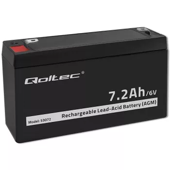 Qoltec AGM akumulators 6V 7.2Ah VRLA slēgts svina-skābes, bez apkopes