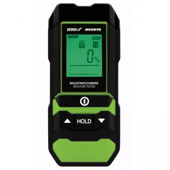 DEDRA MC0970 mitruma mērītājs ar adatu elektrodiem kokmateriāliem un būvmateriāliem