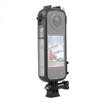 PULUZ PU979B aizsargrāmis ar diviem cold shoe stiprinājumiem Insta360 X4 – melns