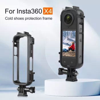 PULUZ PU979B aizsargrāmis ar diviem cold shoe stiprinājumiem Insta360 X4 – melns