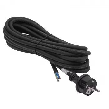 Akyga AK-OT-04S gumijas barošanas kabelis H05RR-F 3 x 1,5 mm², CEE 7/7 kontaktdakša – brīvi vadi, 5 m, melns