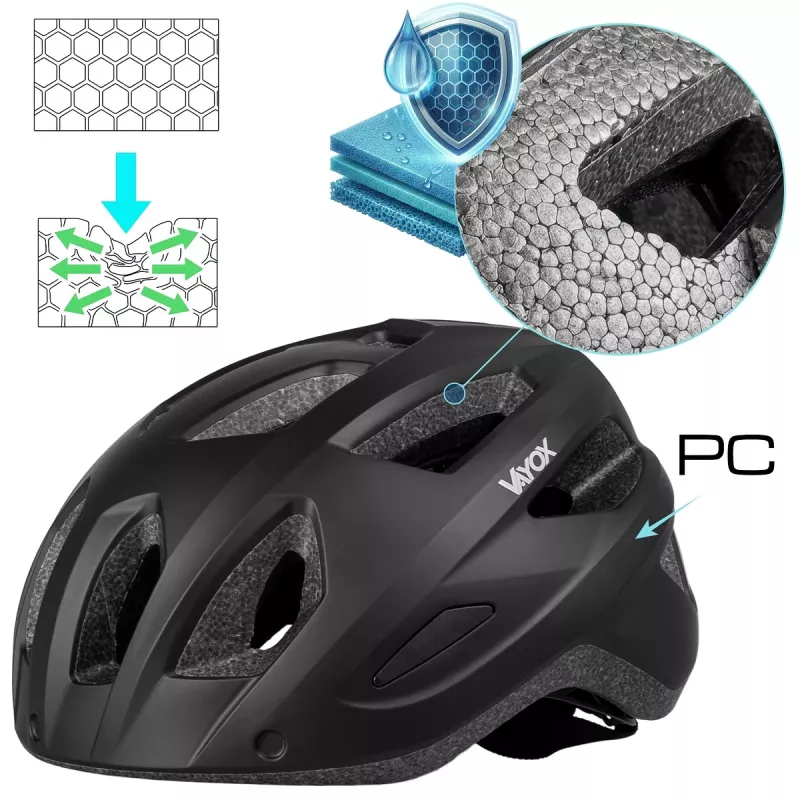 Vayox Kask Active Matēti melna veloķivere ar LED M