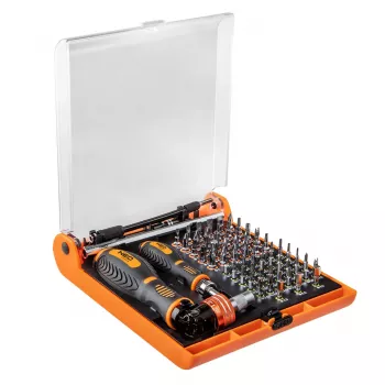 NEO TOOLS 73 daļu skrūvgrieža uzgaļu komplekts ar turētāju, S2 tērauda uzgaļi, 1/4 collu sešstūris, magnētiskais uzgaļu turētājs, mini sprūdrata uzgriežņu atslēga, plastmasas futrālis