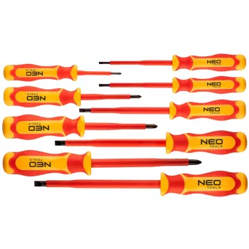 NEO TOOLS 9 daļu 1000V izolētu skrūvgriežu komplekts ar sprieguma testeri