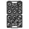 NEO TOOLS Eļļas filtra uzgriežņu atslēgu komplekts 16 gab. (65-100 mm, 3/8 collu piedziņa, kausa tipa, daudzrievu, tērauds, formētā kastē)