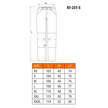 NEO Tools 81-231-S Aizsargdarba bikses, S izmērs, pelēka/melna, 65% poliesters 35% kokvilna, 267 g/m², EN ISO 13688:2013