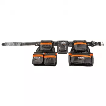 NEO TOOLS 84-330 Profesionāla josta instrumentiem ar 12 kabatām, izturīgs poliesters, ātrās atbrīvošanas sprādze, regulējama 80-120 cm, melna/pelēka