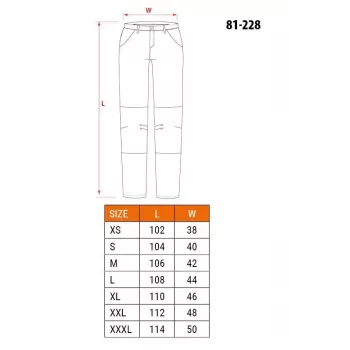 NEO Tools 81-228-XXL aizsargbikses darbam, pelēkas/melnas, XXL, 10 kabatas, pastiprināti ceļi