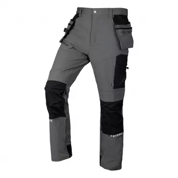 NEO TOOLS Mix&Match 4-virzienu stiepjamās darba bikses ar Cordura pastiprinājumu, Pelēkas/Melnas, Izmērs XXXL