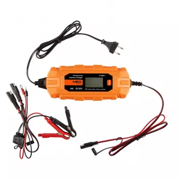 NEO TOOLS 11-891-1 Automātiskais akumulatoru lādētājs 4A/70W 6V/12V svina-skābes, AGM un GEL akumulatoriem (3-120Ah)