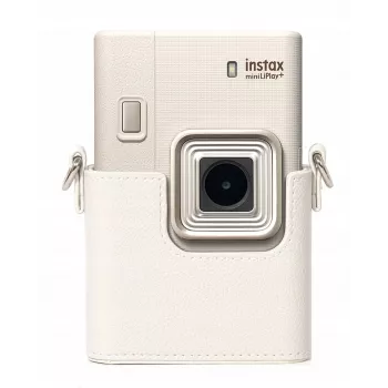 LOVEINSTANT pelēks PU ādas aizsargmacītis Fujifilm Instax Mini LiPlay+ hibrīda momentkamerai ar plecu siksnu