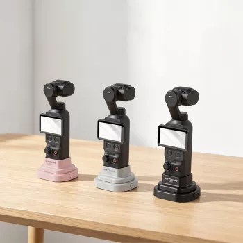 SUNNYLIFE galda statīvs DJI Osmo Pocket 3 / 4 - melns, salokāms mini statīvs ar neslīdošu pamatni, 1/4 collu skrūves vītne, kompakts galda stiprinājums