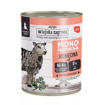 WIEJSKA ZAGRODA Mono Puppy Lamb - Slapjā suņu barība kucēniem - 800g