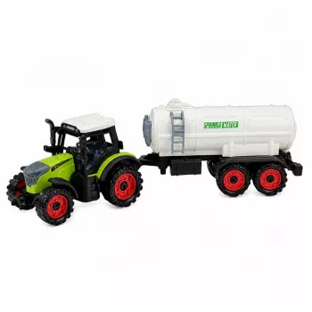LEAN TOYS Lauksaimniecības traktors ar cisternu, berzes piedziņa, 34 cm