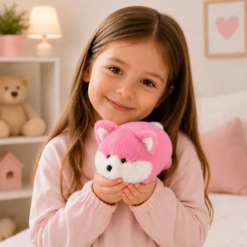 LEAN TOYS Plush Fox mīkstā rotaļlieta, rozā mīksta kažociņa, 16 cm