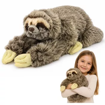 LEAN TOYS reālistisks sliņķis mīkstā rotaļlieta ar Velcro ķepām 34 cm