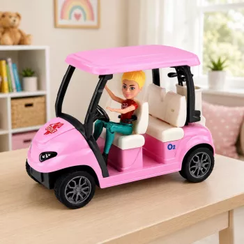 LEAN TOYS Meleks Golfa komplekts lellēm ar sunīti - 7 daļas, svētku aksesuāri