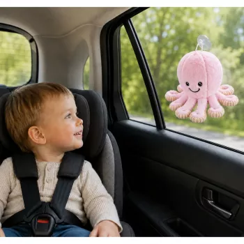 LEAN TOYS Astoņkājis plīša ar piesūcekni, rozā, 16 cm