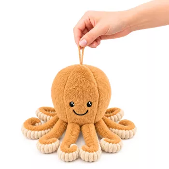 LEAN TOYS Plīša astoņkājis ar elastīgiem taustekļiem bēšs 30 cm