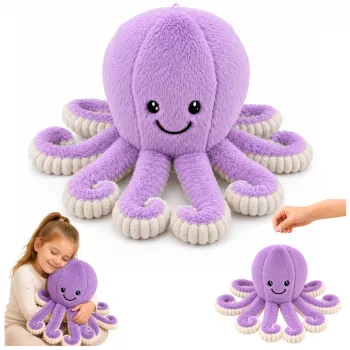 LEAN TOYS Plush Octopus mīkstā rotaļlieta ar elastīgiem taustekļiem, purpura, 50 cm