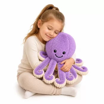 LEAN TOYS Plush Octopus mīkstā rotaļlieta ar elastīgiem taustekļiem, purpura, 50 cm