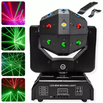 LIGHT4ME ATLAS 4-in-1 LED kustīgā galva — staru, wash, lāzera un stroboskopa efekts