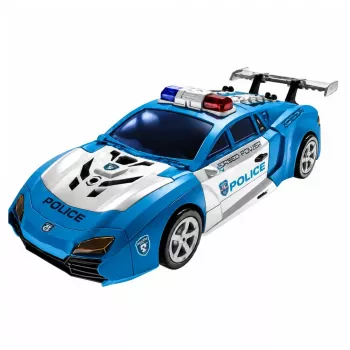 LEAN TOYS Auto Robots 2in1 Policijas auto ar palaišanas ierīci, mazie roboti, gaismas un skaņas efekti