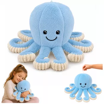 LEAN TOYS Plush Astoņkājis ar Elastīgiem Taustekļiem Zils 50 cm