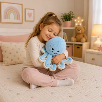 LEAN TOYS Plush Astoņkājis ar Elastīgiem Taustekļiem Zils 50 cm