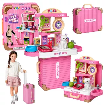 LEAN TOYS Veterināra koferītis Kaķēna kopšanas komplekts Balts Aksesuāri