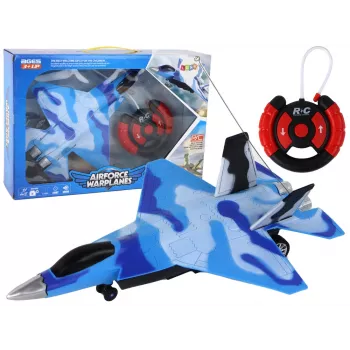 LEAN TOYS 16645 F-16 Fighting Falcon tālvadības iznīcinātājs ar skaņas un gaismas efektiem, 2.4 GHz, pelēks
