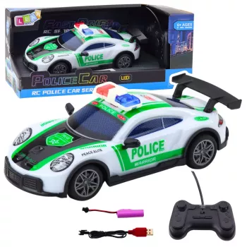 LEAN TOYS RC Drift policijas sporta auto ar LED gaismām 1:22