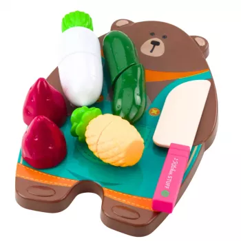 LEAN TOYS dārzeņu griešanas komplekts ar griešanas dēlīti un nazi, izglītojošs bērniem