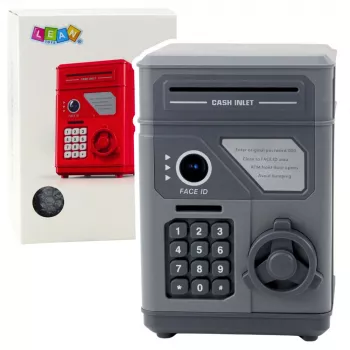 LEAN TOYS elektroniskā seifa ATM krājkasīte ar PIN bērniem, pelēka
