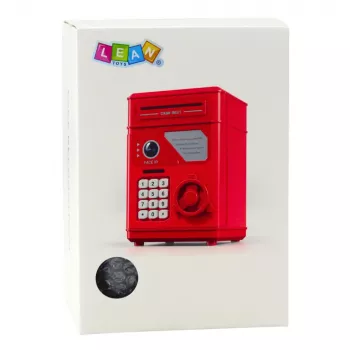 LEAN TOYS elektroniskā seifa ATM krājkasīte ar PIN bērniem, pelēka