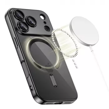 Tech-Protect Magflex MagSafe aizmugurējais vāciņš Apple iPhone 17 Pro Max, spīdīgi melns (TPU/PC)