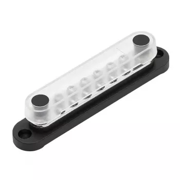 Busbar Solvian 48V 150A – 4 M8 tapu alvas pārklājuma vara sadales bloks DC sistēmām