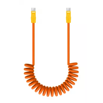 Newell USB-C uz USB-C kabelis 100 W, 1,5 m, silikona, spirālveida, oranži dzeltens